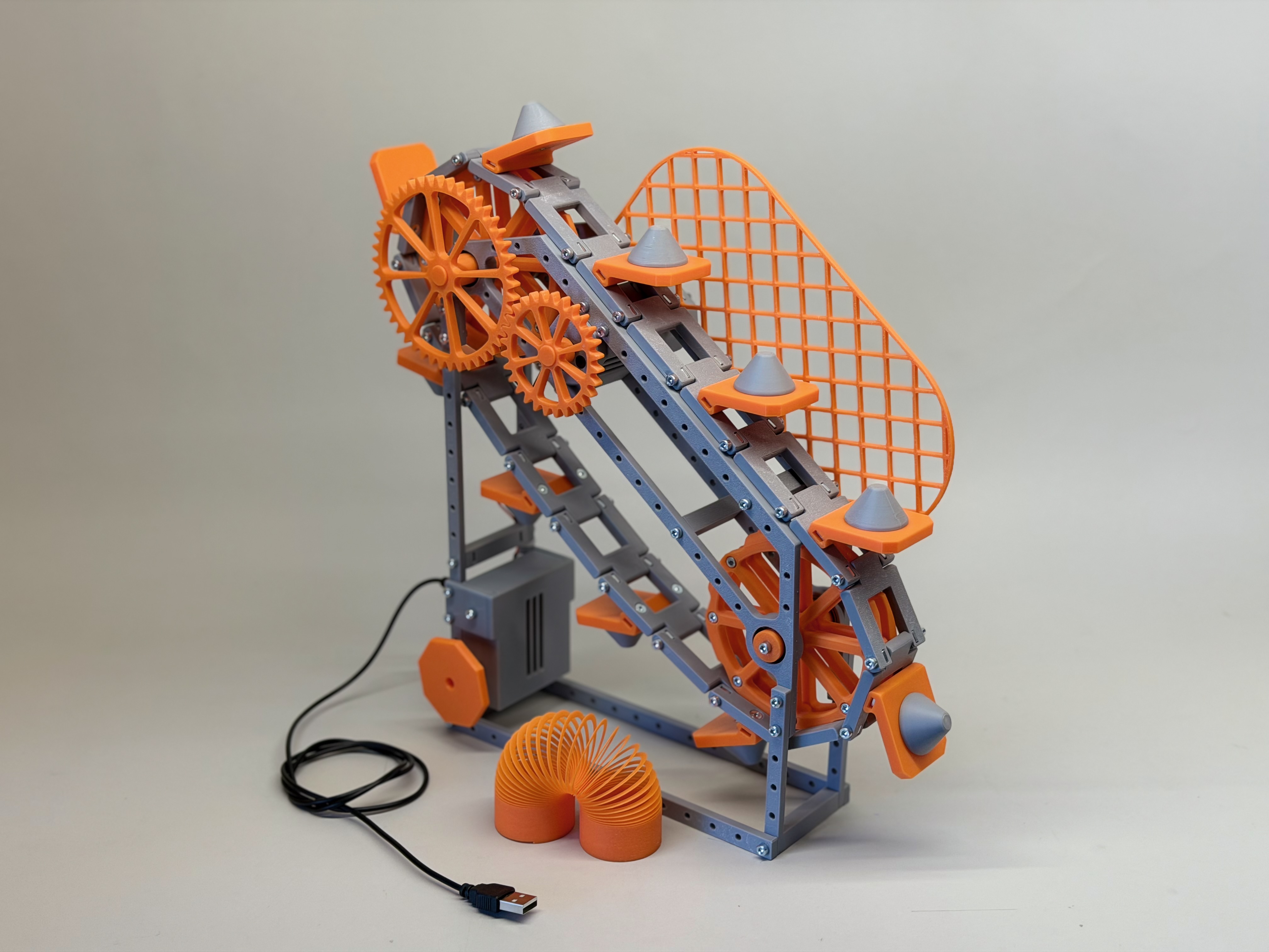 slinky escalator - orange - gray